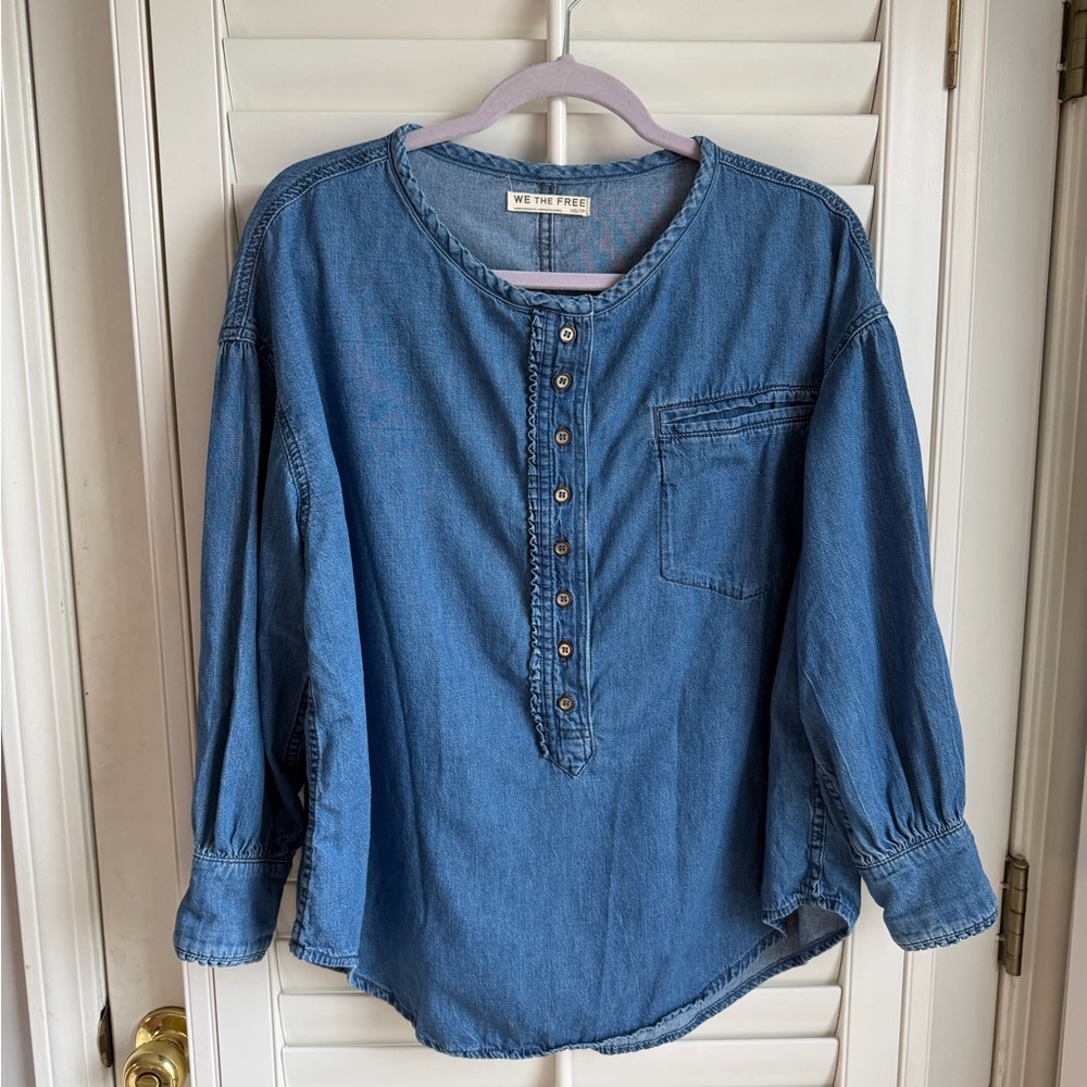 We The Free Denim Dreaming Pullover XS